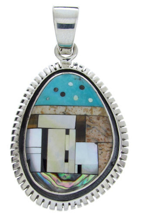 Sterling Silver Multicolor Native American Design Pendant YS69961
